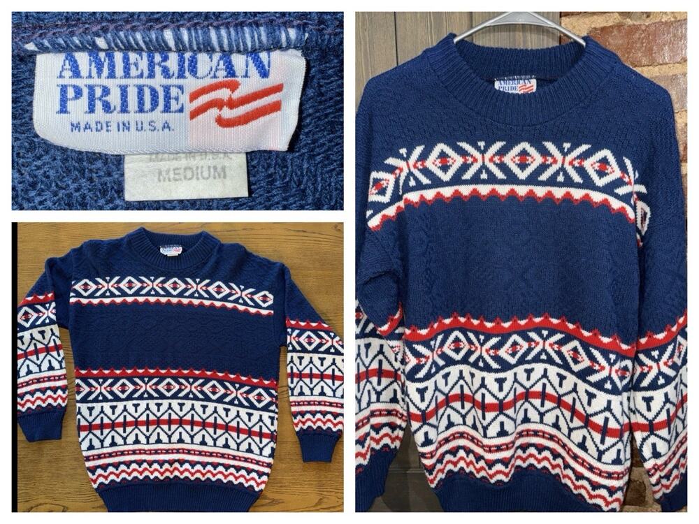 Vintage 80's American Pride M USA Fair Isle Sweater Jumper Ski 21 Pit 2 Pit EUC
